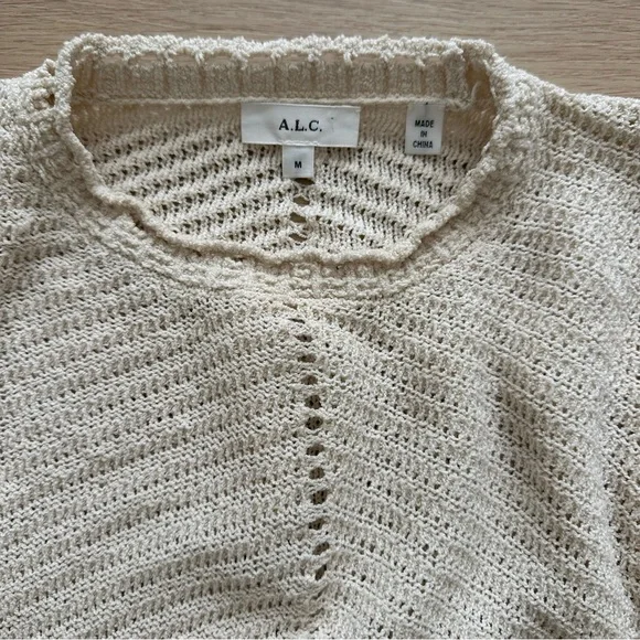 A.L.C. Juliana Top Medium Opal Cream Pointelle Knit - Picture 3 of 6